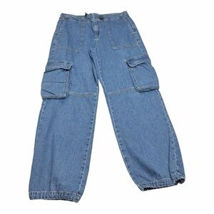 ASOS Blue Wide Leg Cargo Jeans